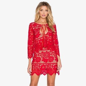 For Love & Lemons - Gianna Crop Blouse and Skirt Two-Piece Set (Small)